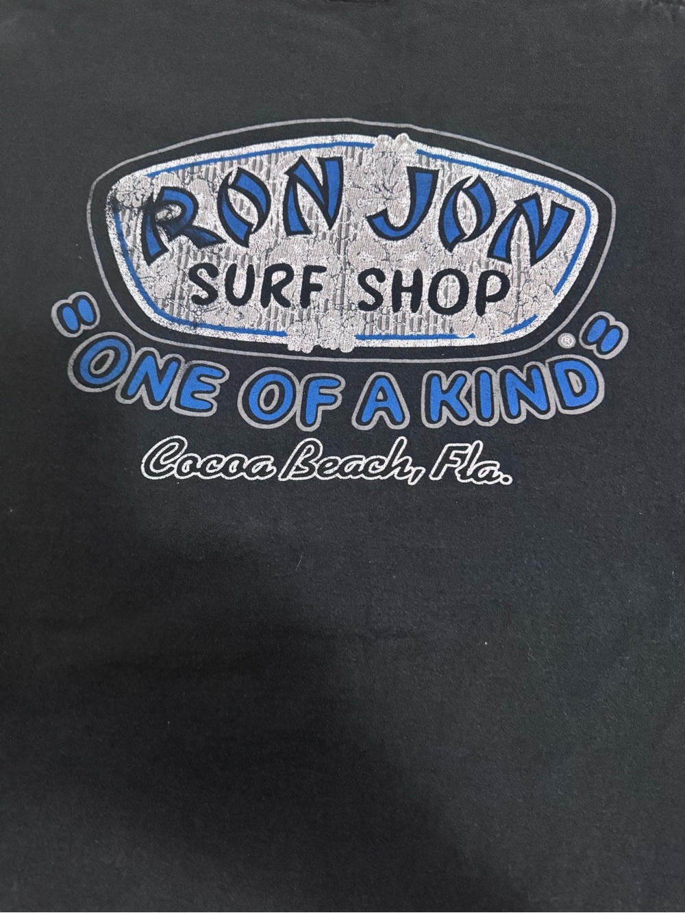 Big & Tall Men’s T-shirt:  Ron Jon Black Tee with Blue & White Surf Logo
